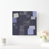パターン日本のに似た刺し子のステッチ スクエア壁時計 (ホーム)