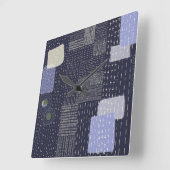 パターン日本のに似た刺し子のステッチ スクエア壁時計 (傾斜)