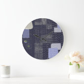 パターン日本のに似た刺し子のステッチ ラージ壁時計 (ホーム)