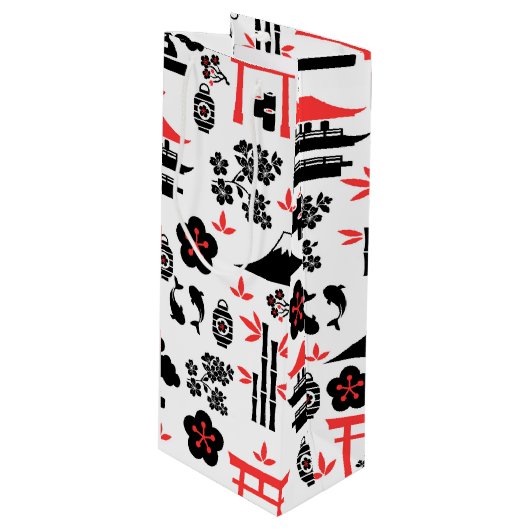 パターン日本の ワインギフトバッグ (正面アングル)