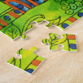 パターン柄のサイの水彩イラスト ジグソーパズル (側面)