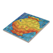 パターン柄の魚の水彩画イラスト タイル (側面)