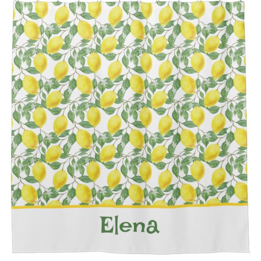 パターン柑橘類イエローグリーンシャワーカーテン シャワーカーテン (正面)