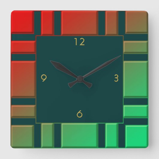 パターン正方形ウォールクロック スクエア壁時計 (正面)