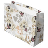 パターン犬の足のゴールデン・リトリーバー ラージペーパーバッグ (裏面アングル)