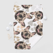 パターン犬の足のフレンチ・ブルドッグ ゴルフタオル (インサイチュ)