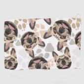 パターン犬の足のフレンチ・ブルドッグ ゴルフタオル (横)