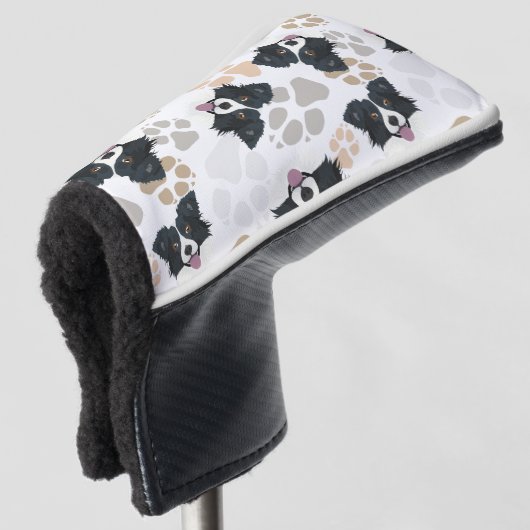 パターン犬の足のボーダーコリー ゴルフヘッドカバー (3/4 正面)
