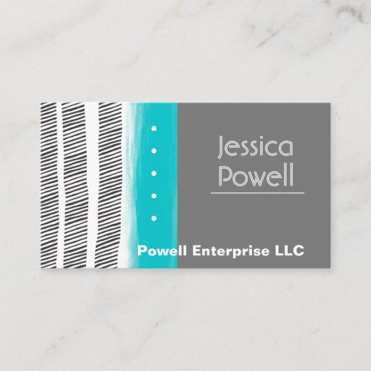 パターン白及びターコイズ芸術的デザイン 名刺 (正面)