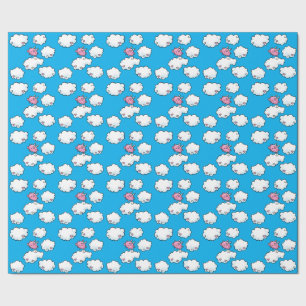 パターン紙を繰り返している飛んでいるなブタ ラッピングペーパー