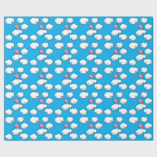 パターン紙を繰り返している飛んでいるなブタ ラッピングペーパー