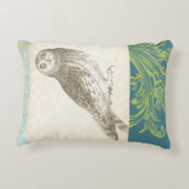 パターン背景の灰色のフクロウ アクセントクッション (裏面)
