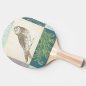 パターン背景の灰色のフクロウ 卓球ラケット (横)