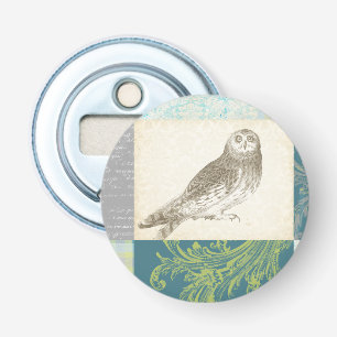 パターン背景の灰色のフクロウ 栓抜き