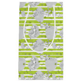 パターン背景を遊んでいる犬 スモールペーパーバッグ (正面)