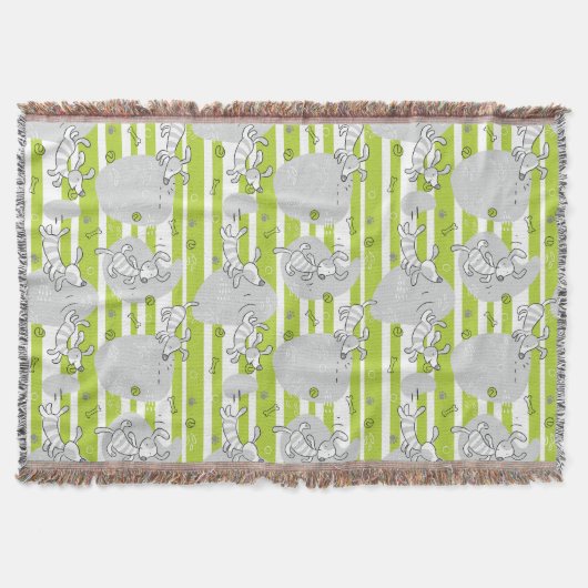 パターン背景を遊んでいる犬 スローブランケット (正面)