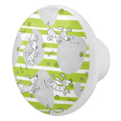 パターン背景を遊んでいる犬 セラミックノブ (右)