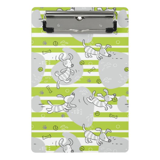 パターン背景を遊んでいる犬 ミニクリップボード (正面)