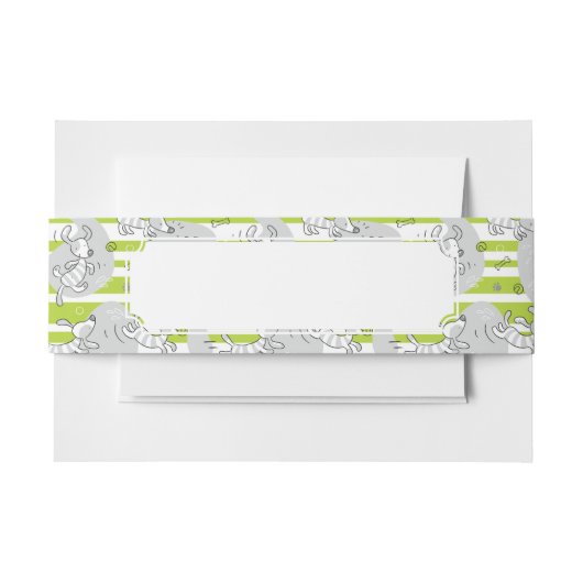 パターン背景を遊んでいる犬 招待状ベリーバンド (正面例)