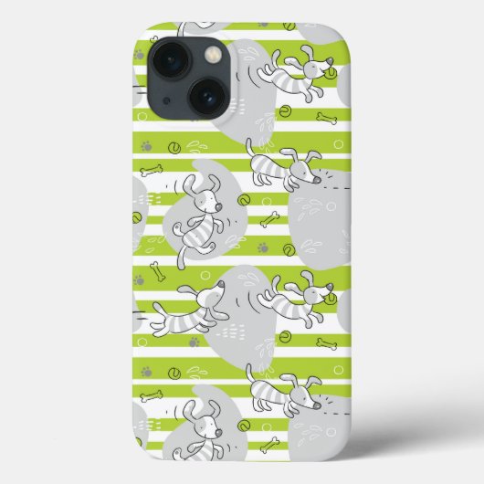 パターン背景を遊んでいる犬 Case-Mate iPhoneケース (裏面)