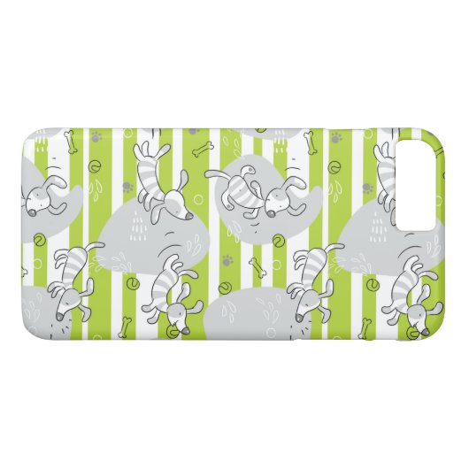 パターン背景を遊んでいる犬 Case-Mate iPhoneケース (裏面(横))