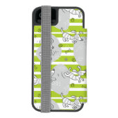 パターン背景を遊んでいる犬 INCIPIO iPhoneウォレットケース (フォリオ裏面)