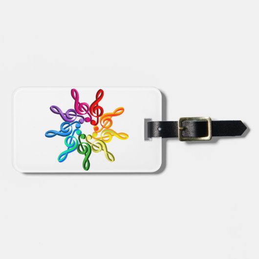 パターン荷物のラベルのTrebelのクレフ、音符記号 ラゲッジタグ (正面横)