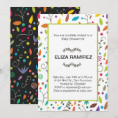 パターン葉のベビーシャワー 招待状 (正面/裏面)