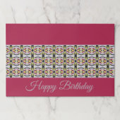 パターン詳細付きブルゴーニュ紙ランチョンマット ペーパーパッド (正面)