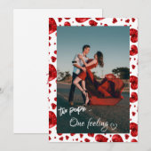 パターン赤いハートバレンタインの写真ホリデーカード サンキューカード (正面/裏面)