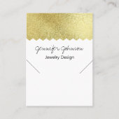 パターン金ゴールドグリッターネックレス表示カード 名刺 (正面)
