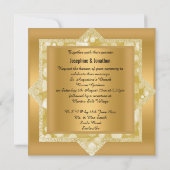 パターン金ゴールド結婚グリッター 招待状 (裏面)