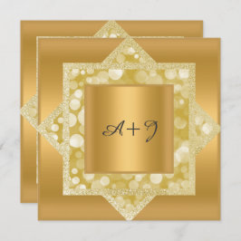 パターン金ゴールド結婚グリッター 招待状