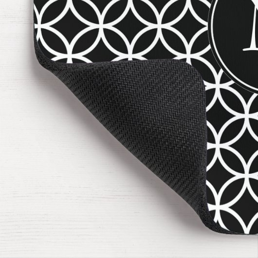 パターン黒い背景を重複する白い円 マウスパッド (コーナー)