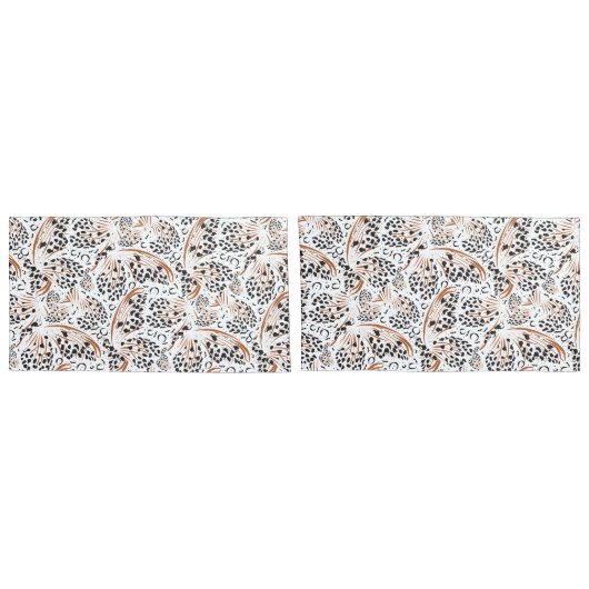 パターン黒、錆びた茶色の白無地の/反転 枕カバー (裏面-セット)
