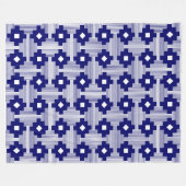 パターン061214 – 白と深い海軍 フリースブランケット (正面(横))