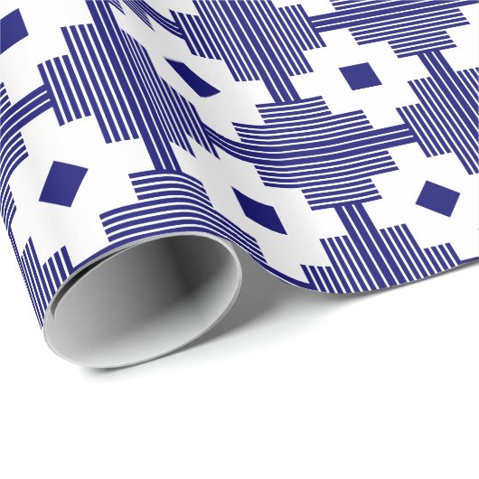 パターン061214 – 白と深い海軍 ラッピングペーパー (ロールコーナー)
