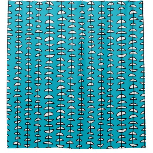 パターン080515 – 青00b2caの白黒 シャワーカーテン (正面)