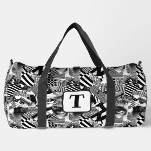 パターン1の白黒のアー違うトコラージュ ダッフルバッグ