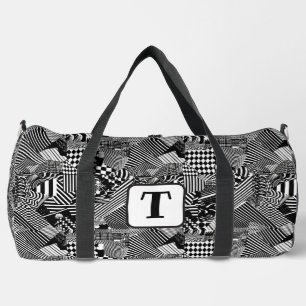 パターン4の白黒のアー違うトコラージュ ダッフルバッグ