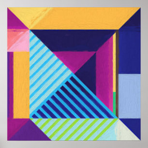 パターン4 Impastoの幾何学的な絵画 ポスター