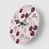 パターン(さくらんぼ2) ラウンド壁時計 (傾斜)