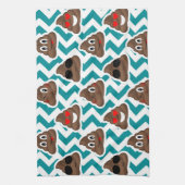 パターン(の模様が)あるなウンチのEmojisの熱狂するなティール(緑がかった色) キッチンタオル (縦)