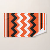パターン(の模様が)あるなオレンジ白黒まっすぐなジグザグ バスタオルセット (ハンドタオル)