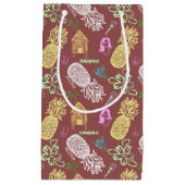 パターン（の模様が）あるなハワイのルアウ（ハワイ式宴会） スモールペーパーバッグ (正面)