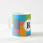 パターン(の模様が)あるなモノグラム及びカラフル コーヒーマグカップ (正面左)
