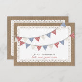 パターン(の模様が)あるな旗布のバーラップ及びレース刺激を受けたなRSVP 出欠カード (正面/裏面)