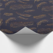 パターン（の模様が）あるな金ゴールドの羽 ラッピングペーパー (角)