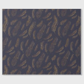 パターン（の模様が）あるな金ゴールドの羽 ラッピングペーパー (フラット)