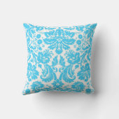 パターン(の模様が)あるな青および白のファンシーなダマスク織 クッション (裏面)